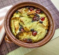 Freshly baked bread and butter pudding served from the oven Royalty Free Stock Photo