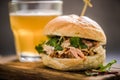 serving pub food, pork bap with cider Royalty Free Stock Photo