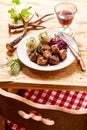 Serving of rich spicy wild venison goulash Royalty Free Stock Photo
