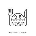 Serving size line icon. Portion control. Healthy, balanced nutrition.Editable vector illustration Royalty Free Stock Photo