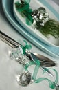 Serving table with christmas decoration Royalty Free Stock Photo