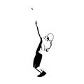 Serving tennis player, vector illustration Royalty Free Stock Photo