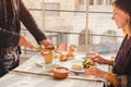 Serving of traditional Cappadocia turkish food from pottery kebab Royalty Free Stock Photo