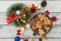 Serving traditional gingerbread cookies with ornaments for christmas celebration