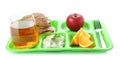 Serving tray with healthy food on white background Royalty Free Stock Photo