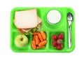 Serving tray with healthy food on white background, top view. Royalty Free Stock Photo