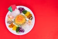 Serving of Yee Sang or Yusheng believed to bring luck Royalty Free Stock Photo