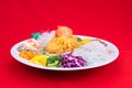 Serving of Yee Sang or Yusheng believed to bring luck Royalty Free Stock Photo