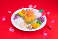 Serving of Yee Sang or Yusheng believed to bring luck Royalty Free Stock Photo