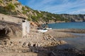 Ses Boques beach on the island of Ibiza Royalty Free Stock Photo