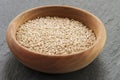 Sesam seeds in a little bowl wooden Natural light. Royalty Free Stock Photo