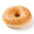 Sesame Bagel on plain white background - product photography