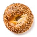 Sesame Bagel on plain white background - product photography