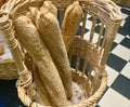 Sesame Baguettes. Bread in Basket.