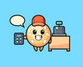 Sesame ball cartoon as a cashier