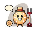 Sesame ball cartoon as a farmer