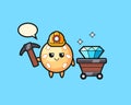 Sesame ball cartoon as a miner