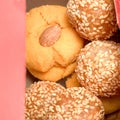 Sesame Balls And Chinese Almond Cookies In A Box Royalty Free Stock Photo
