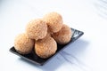 sesame balls with Sweet Red Bean Paste, Thai dessert Royalty Free Stock Photo