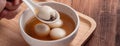 Sesame big tangyuan with syrup soup