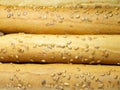 Sesame biscuits . Biscuits are elongated in the form of sticks. Bread products. Flour products. Lots of homemade cakes. Healthy Royalty Free Stock Photo