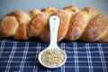 Sesame and braided artisan bread loaf