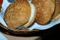 Sesame bun from white bread dough usually used for eating hamburgers