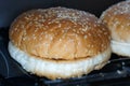 Sesame bun from white bread dough usually used for eating hamburgers
