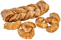 Sesame Cheese Puff Pastry Braid And Bunch Of Croissant Sesame Cheese Rolls Isolated On White Background