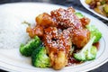 Sesame chicken with broccoli Royalty Free Stock Photo