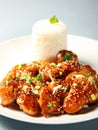 Sesame chicken with rice Royalty Free Stock Photo