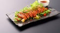 Sesame-Crusted Salmon Tataki with Fresh Salad Delights. Generative AI