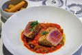 Sesame crusted seared tuna at a restaurant in Saint Paul de Vence, France Royalty Free Stock Photo