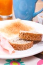 Sesame and flax seeds on breakfast bread Royalty Free Stock Photo