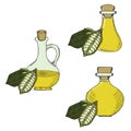 Sesame oil bottle, nuts, set in color 2