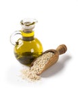 Sesame oil and seeds Royalty Free Stock Photo