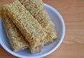 Sesame roll Chinese traditional snack on cup