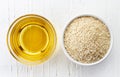 Sesame seed oil and sesame seeds Royalty Free Stock Photo