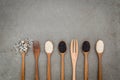 Sesame seed in wooden spoon. Black and white sesame set up on wo