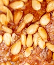Sesame seeds on a brown crust of bread Royalty Free Stock Photo