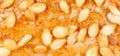 Sesame seeds on a brown crust of bread Royalty Free Stock Photo