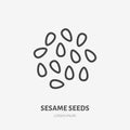 Sesame seeds flat line icon. Vector thin sign of nut, healthy food outline illustration Royalty Free Stock Photo