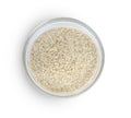 Sesame seeds   in Glass bowl isolated on white background ,Top view Royalty Free Stock Photo