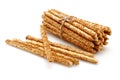 Sesame stick cracker bundle on white background Royalty Free Stock Photo