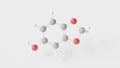 sesamol molecule 3d, molecular structure, ball and stick model, structural chemical formula natural phenols