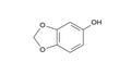 sesamol molecule, structural chemical formula, ball-and-stick model, isolated image natural phenols