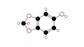 sesamol molecule, structural chemical formula, ball-and-stick model, isolated image natural phenols