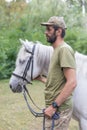 Session of hippotherapy for Ukrainian soldiers who were in combat zones in Kyiv, Ukraine