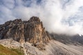 Sesto Dolomites Italy - South Rock Face of Tre Cime di Lavaredo or Drei Zinnen Royalty Free Stock Photo