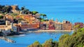 Sestri Levante on Mediterranean sea coast in Italy